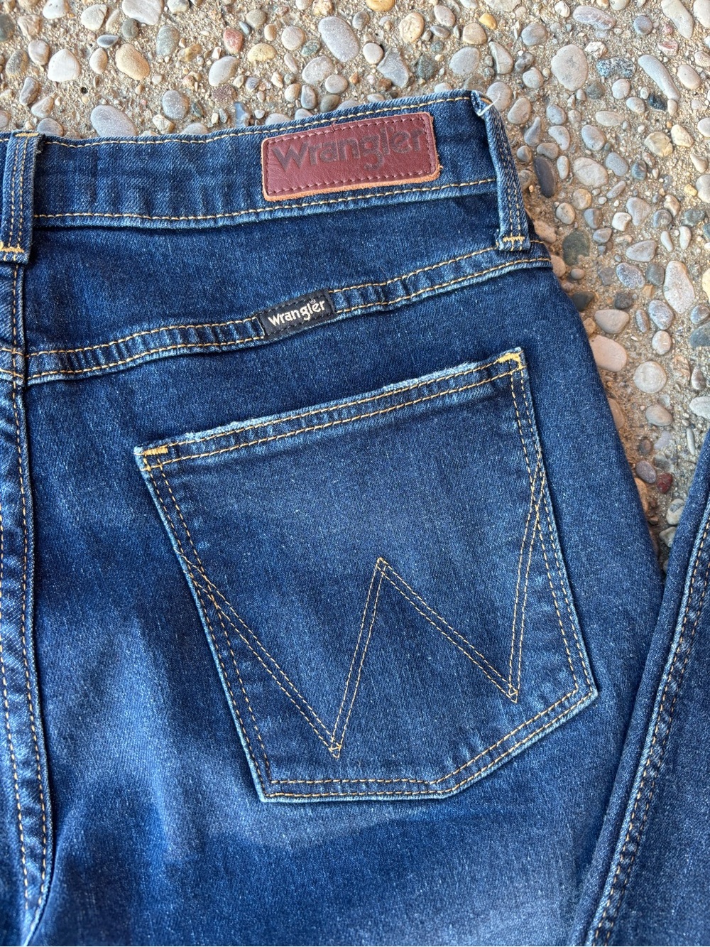 Wrangler Blue Denim Jeans with Yellow Stitching
